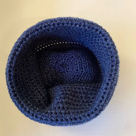 Men's Navy Blue Crochet Beanie - Picture 5 of 5